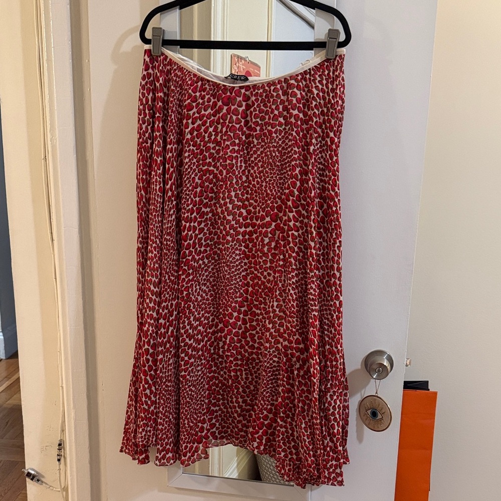J. Crew Red and White A-Line Skirt - Strawberry Pattern
